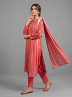 Printed Red Pure Lawn Shalwar Kameez with Matching Printed Lawn Dupatta