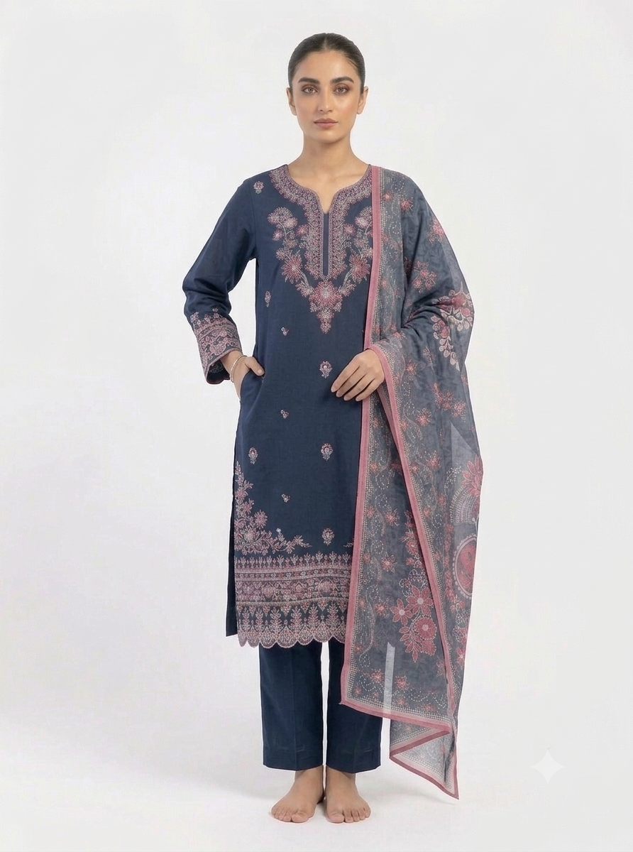 Sophisticated Zinc Embroidered Cotton Lawn Shalwar Kameez with Summer Dupatta