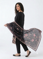 Elegant Black Embroidered Cotton Lawn Shalwar Kameez with Summer Dupatta