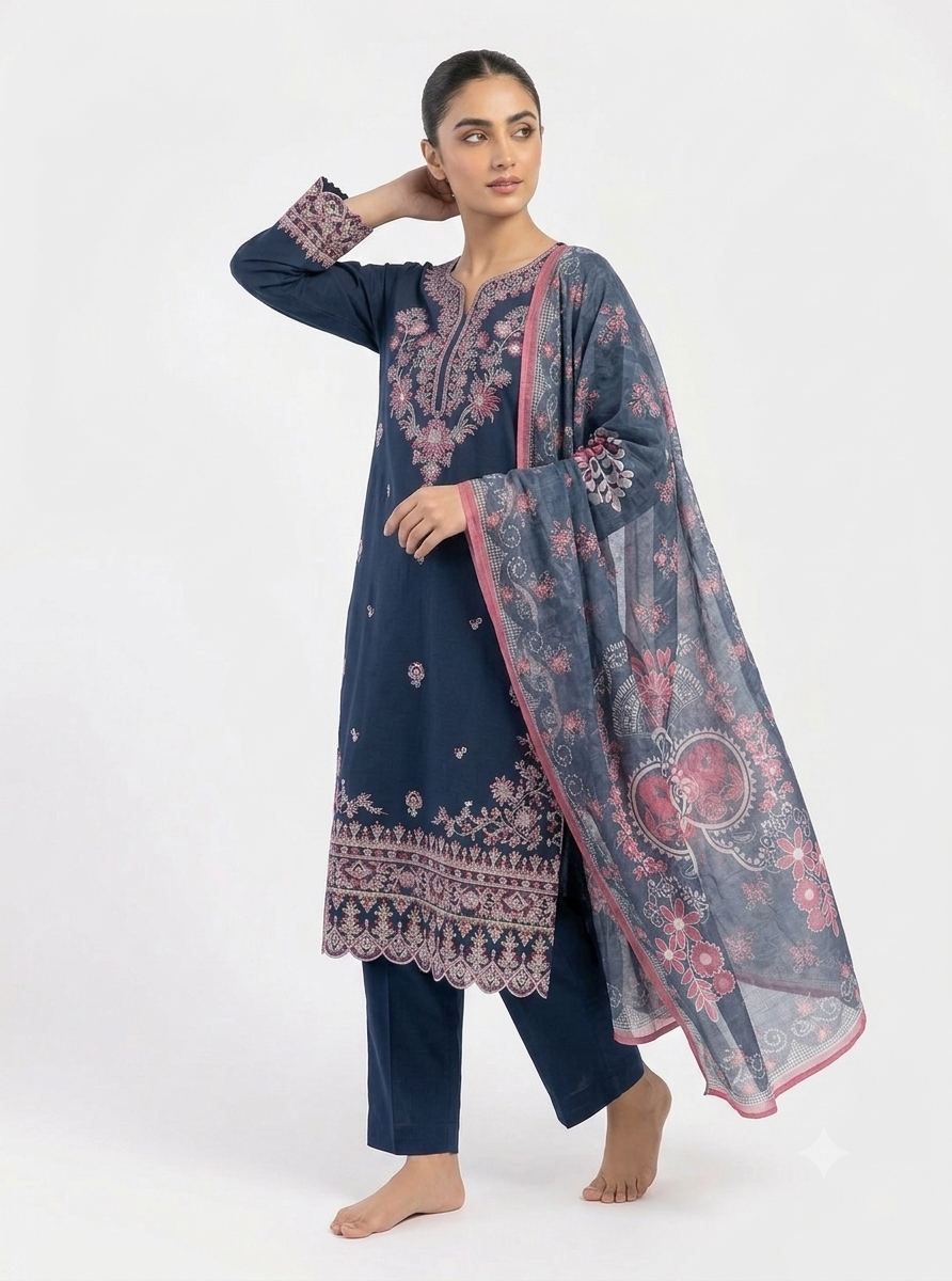 Sophisticated Zinc Embroidered Cotton Lawn Shalwar Kameez with Summer Dupatta