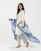 Lemon Embroidered Pure Lawn Shalwar Kameez with Chiffon Dupatta