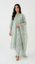 Sage Green Embroidered Organza Shalwar Kameez with Organza Dupatta