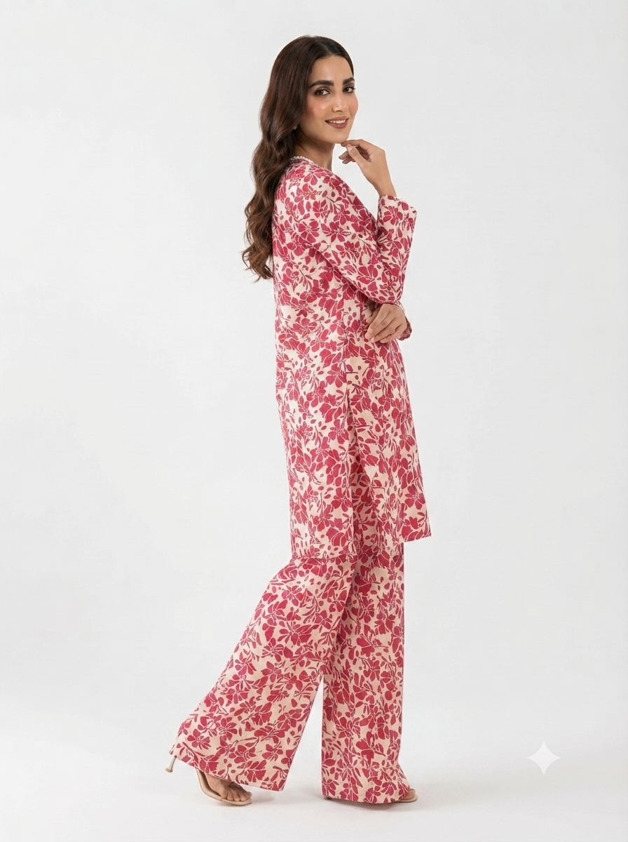 Printed Red Pure Lawn Shalwar Kameez – Premium Summer Lawn Suit