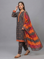 Printed Black Pure Lawn Shalwar Kameez with Matching Printed Lawn Dupatta